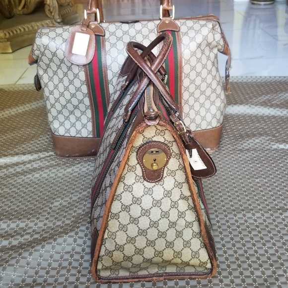 Vintage  Gucci Boston Carryall weekender mini luggage handbag - Picture 11 of 16